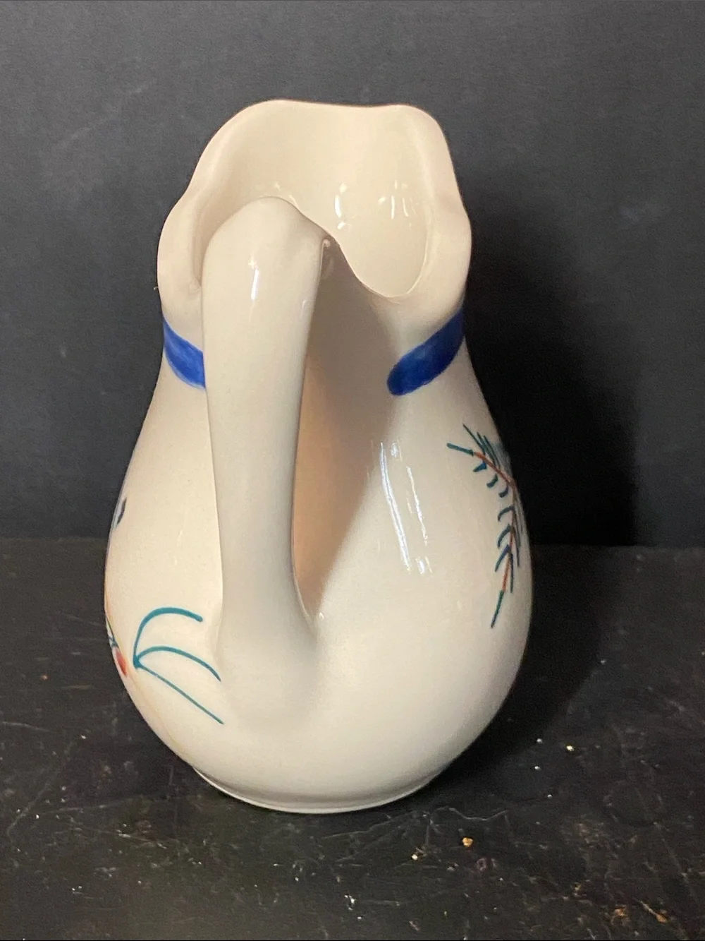 Cream Pitcher Ceramic Bird Pitcher with Blue Accent
